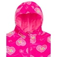 thumbnail image 3 of Barbie Hearts Zip Up Waterproof Hooded Rain Jacket Coat Logo Little Kid to Big Kid, 3 of 5