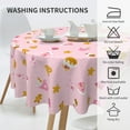 thumbnail image 3 of Pink Christmas Tablecloth Round 60 Inch Cute Gingerbread Cupcake Dessert Washable Wrinkle Stain-Resistant Polyester Table Cloth Rustic Indoor Winter Decorations for Home Kitchen Dinning Party Holiday, 3 of 6