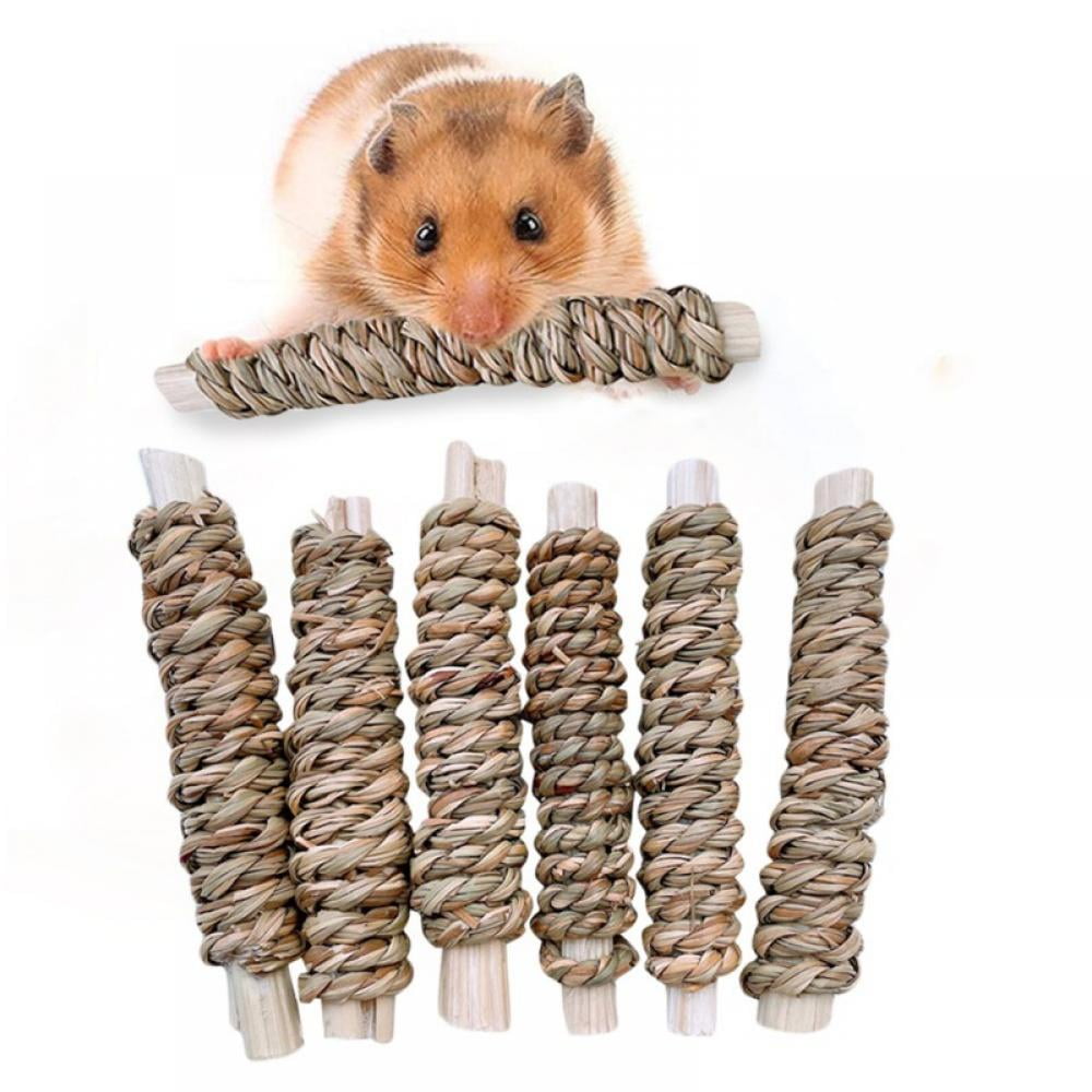 Guinea Pigs Squirrel Chinchillas and Other Small Animals Toys Rabbits FJNATINH Timothy Grass Chew Toys Molar Stick Natural Timothy Hay Sticks for Hamster 