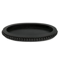 AuldHome Design Wood Beaded Tray (Black), Decorative Farmhouse Style Oval Wooden Tray