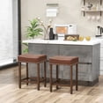 thumbnail image 4 of Costway 24" Upholstered Bar Stools Set of 2 with Footrests Rubberwood Frame Saddle-shaped Brown, 4 of 8