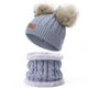 thumbnail image 1 of Gorro de cuello de invierno para niños, dos piezas, con pompón, para bebé, gorro de punto, cálido, forro polar de lana, conjunto de cuello grueso, 1 of 1