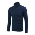 thumbnail image 2 of MODA NOVA Big & Tall Men's Solid Color Turtleneck Long Sleeve Pullover Tops Dark Blue XL(46), 2 of 6
