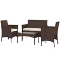 thumbnail image 1 of Beige 4-Piece Wicker Patio Furniture Set – Rattan Loveseat & Chairs with Glass Coffee Table for Balcony, Deck & Garden Relaxation, 1 of 7