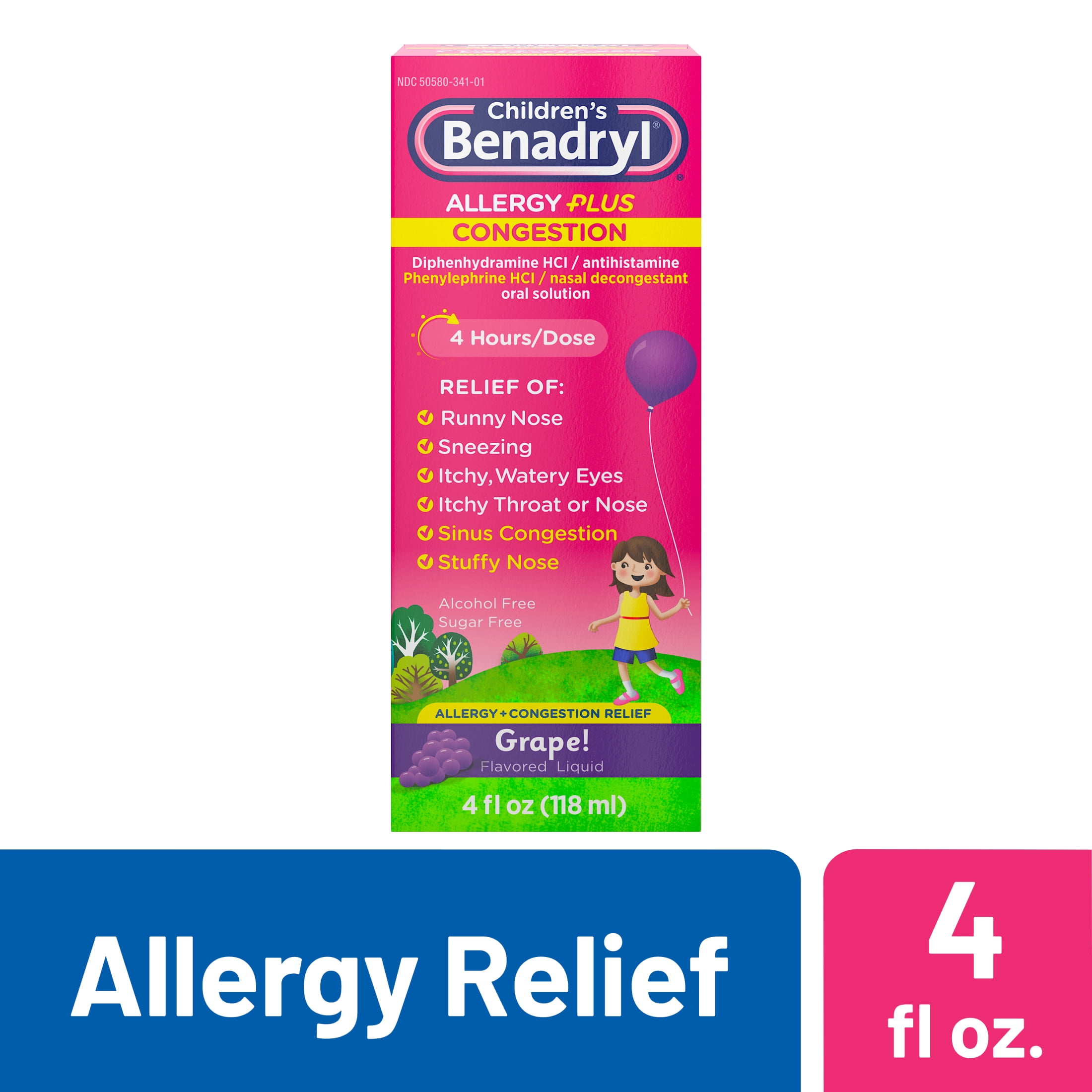 Children's Allergy Plus Congestion Relief Liquid, Grape, 4 fl. oz