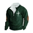 thumbnail image 2 of Aobny Pullover Mens Hoodie 1/4 Zip Christian Green Mock Neck Sweatshirts Big & Tall Tshirts for Men,XXXXXL, 2 of 5