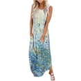 thumbnail image 2 of SMihono Robe Maxi Bohème d'Été pour Femmes Grande Taille Robe Longue Imprimée Sans Manches Col Rond Robe de Plage Robe d'Été, 2 of 5