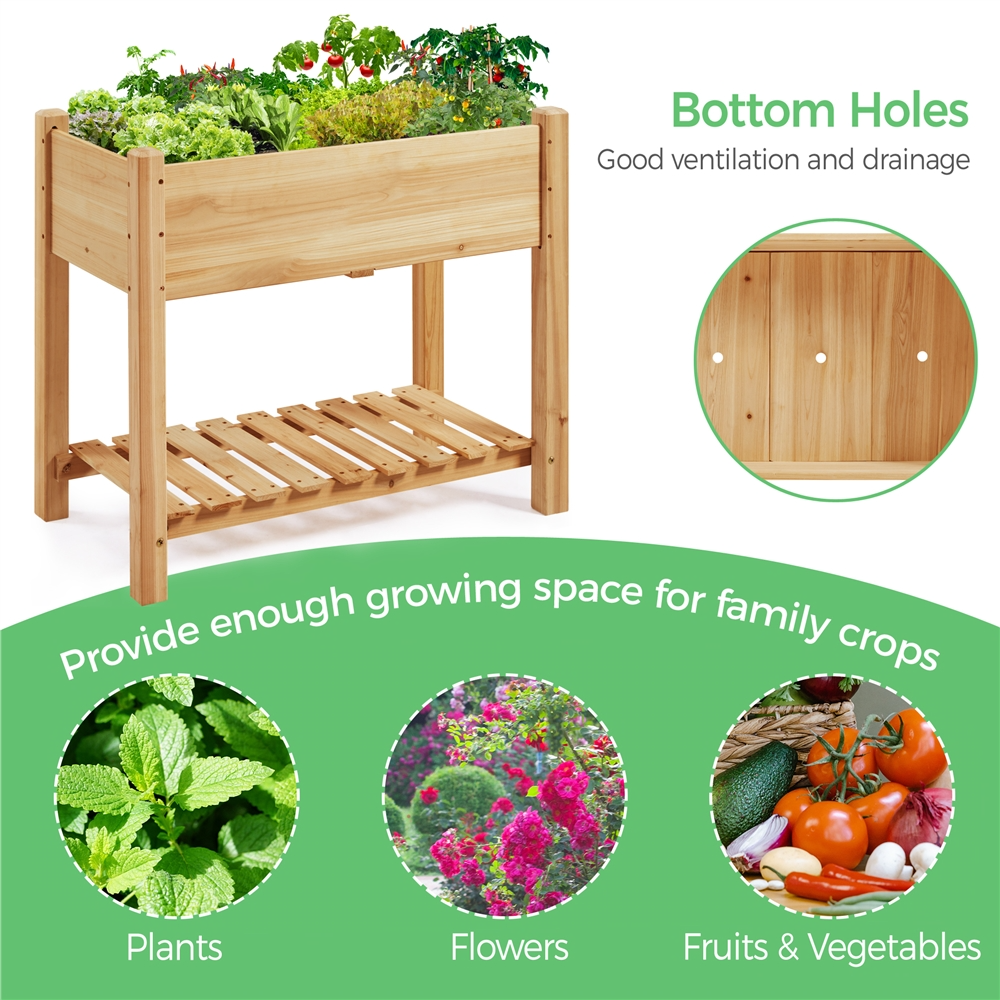 Renwick Wooden Raised Garden Bed with Legs, Light Brown