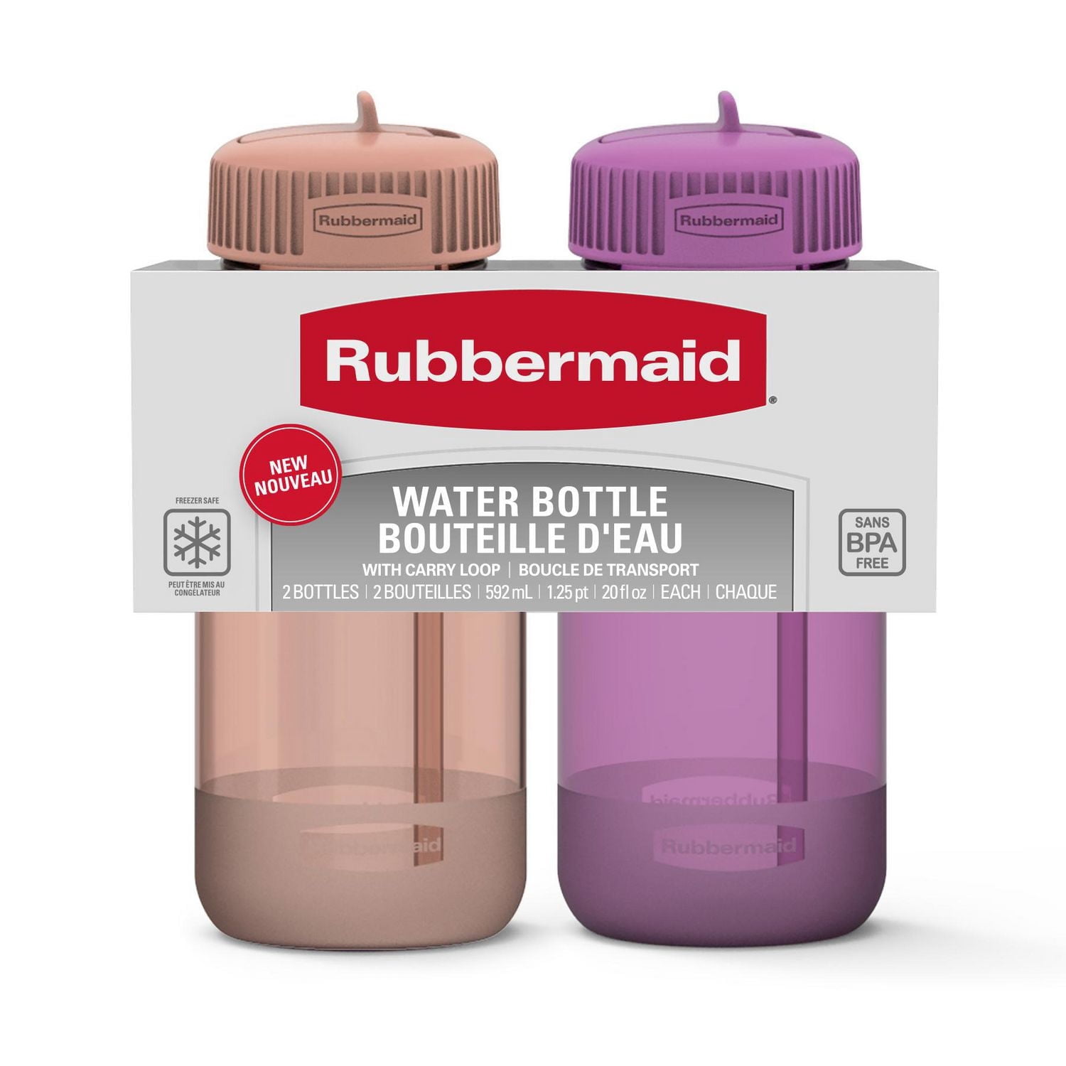 Rubbermaid 20oz Water Bottle with Carry Loop 2 Pack