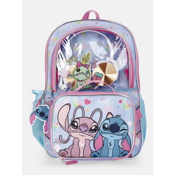 Lilo & Stitch Blue Backpack Set with Lunch kit, Headphones and Water Bottle