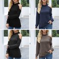 thumbnail image 4 of Camisa de manga larga para mujer, cuello alto, cuello alto, color sólido, suelto, informal, con base Abanopi Café/Extragrande, 4 of 7