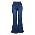 thumbnail image 4 of Blue Women's Work Pants, Cotton Womens Work Pants Business Casual, Wide Leg Pants For Women, Capris For Women Casual Summer, Women's Autumn And Winter High Waisted Elasticized Wide Leg Everyday Jeans, 4 of 4