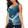 thumbnail image 2 of Uemuo Ice Blue Ocean Cute Dolphin A Pattern Workout Tank Tops for Women Breathable Moisture-wicking tank top Sleeveless Running Loose Fit Yoga Tops Active Shirts Sports Gym Exercise, 2 of 9