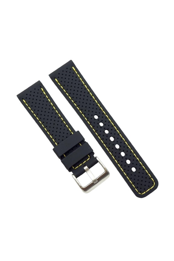 22mm Yellow Rubber-Silicone Sport Watch Bands