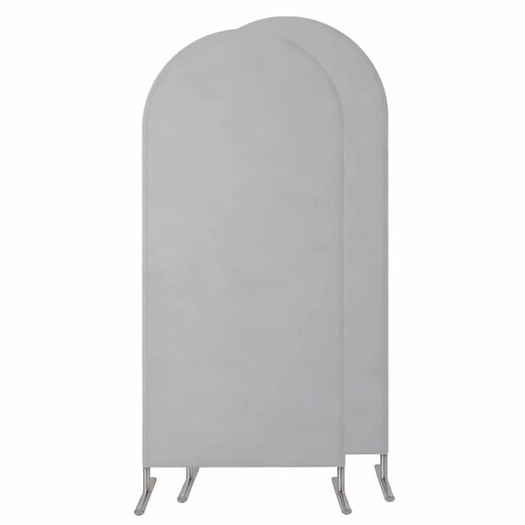 Grey Wedding Arch Cover, Stretchy Spandex Arch Backdrop Stand Covers 5 FT, Modern Pure Gray Round Top Arched Backdrop Cover for Birthday Party Ceremony Baby Shower Event
