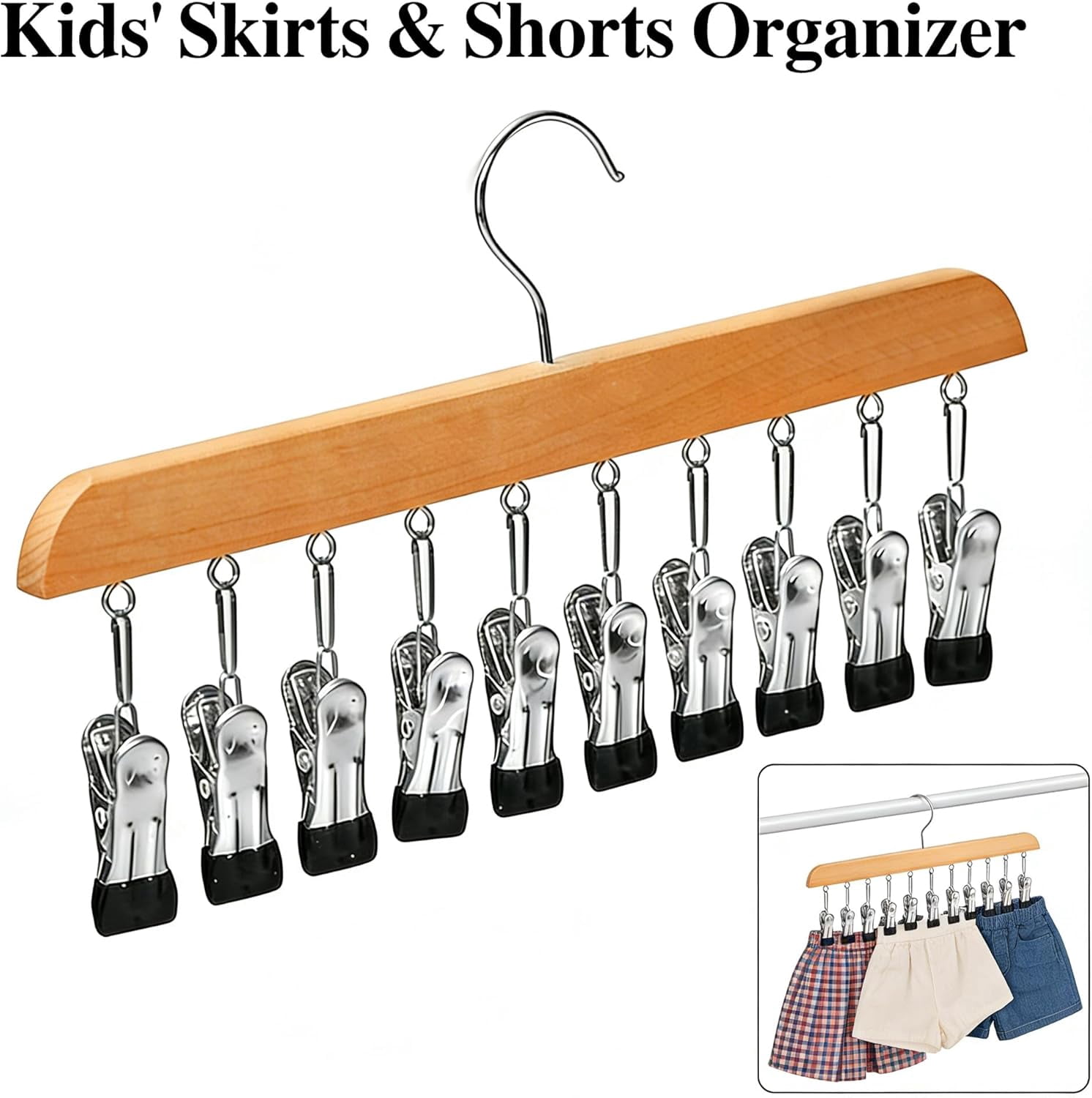 Closet Organizer with 10 Clips,Hat Hangers for Closet,360° Swivel Big Hook Closet Organizer and Storage,Fits All Caps & Pants,