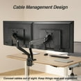 thumbnail image 4 of AVLT Dual 13"-43" Monitor Arm Desk Mount fits Two Flat/Curved Monitor Full Motion Height Swivel Tilt Rotation Adjustable Monitor Arm - Black/VESA/C-Clamp/Grommet/Cable Management, 4 of 5