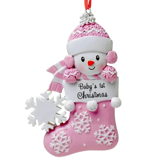Pendentif Bonhomme de Neige de Noël 3,5 Pouces, Pendentif en Résine en Forme de Bonhomme de Neige, Premier Noël de Bébé, Cadeau Souvenir de Premier Noël pour Sac de Naissance
