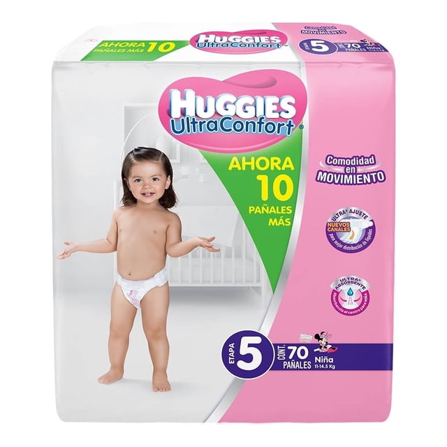 Pañales Huggies Ultra Confort etapa 5 niña 70 pzas