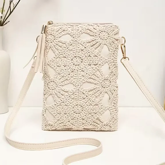New Small Crossbody Bag for Women, Niche Beach Side Versatile Shoulder Bag, Fashionable Mini Square Envelope Bag, Versatile Ins Casual Crossbody Vacation Beach Bag