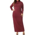 thumbnail image 2 of DARING DIVA Plus Size Women's Turtleneck Long Sleeve Bodycon Dress 1X Burgundy, 2 of 6