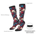 thumbnail image 4 of Rateoe Skull red flower blue Pattern Women’s Knee High Crew Socks,Trouser Socks Comfortable, Breathable, Moisture-Wicking and Soft, 4 of 6