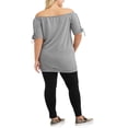 thumbnail image 2 of POOF Juniors' Plus Size Lace-Up Off-Shoulder Sweatshirt Dress, 2 of 2