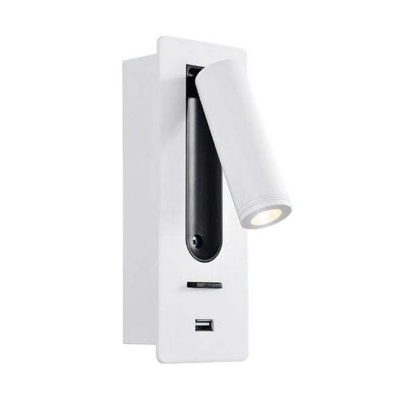 Lámpara de Lectura LED, Luz Suave Cálida, Puerto USB para dispositivos, Sobreponer en pared
