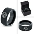 thumbnail image 4 of Tungsten Football Players Band Ring 9mm Men Women Comfort Fit Black Flat Cut Brushed Polished, 4 of 4
