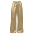 thumbnail image 7 of TEAJOPSUU Womens Satin Pajama Pants Silk Wide Leg Sleep Lounge Pants Loose Pj Bottom with Pockets Solid Color Sleepwear Trousers Khaki, 7 of 7