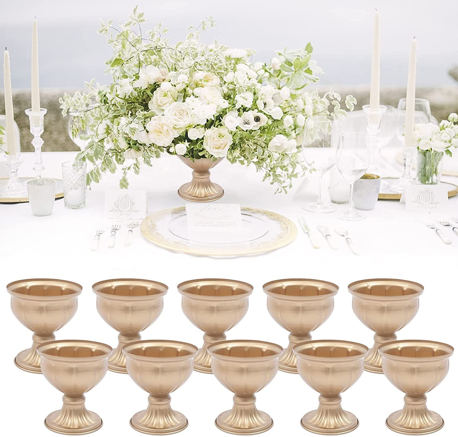 10pcs Golden Flower Vase Stand Wedding Table Top Centerpiece DIY ...