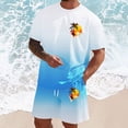 thumbnail image 2 of KKBOTIVE Mens Outfit Set Fashion Print Crew Neck Short Sleeved Sports Suit Summer Adults Outerwear, White Size: XXXL, 2 of 4