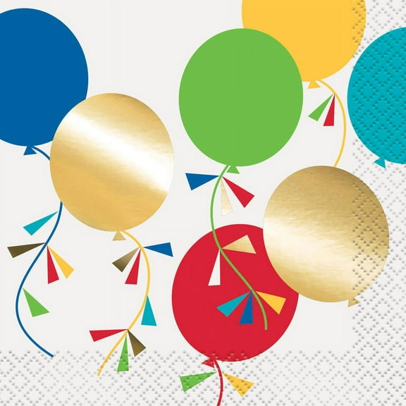 Foil Party Diamond Balloons Beverage Napkins, 16ct