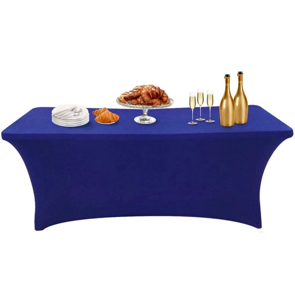 SUTNEG 4 FT Rectangular Spandex Tablecloth Wrinkle Free for Party DJ Trade Show Banquet Wedding Cocktail