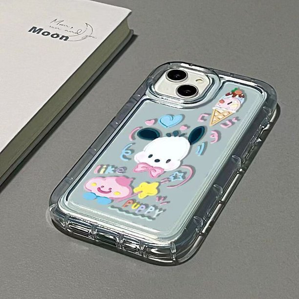 Funda de teléfono con dibujos de perro para iPhone, carcasa trasera de TPU suave y transparente con diseño de dibujos animados coreanos para iPhone 14, 13, 11, 12 Pro Max, 7, 8 Plus, X, XR, XS Fivean unisex