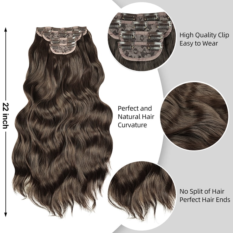 Phocas Brown Clip in Hair Extensions 23 Inch 4pcs Long Wavy  display picture 1