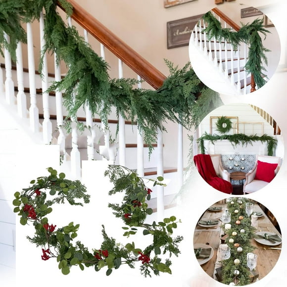 Boreal Craft 72in Cedar Garland Realistic Extra Full Cedar Christmas Garland For Stairs Garlands For Decoration Christmas Cedar Garland Home Decoration Potted Flowers