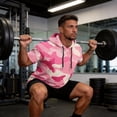 thumbnail image 4 of OIOLOYJM Hoodies for Men Sun Protection UPF Camo Short Sleeve Hooded T Shirts Rash Guard Quick Dry Running Fishing Tops Light pink L, 4 of 5