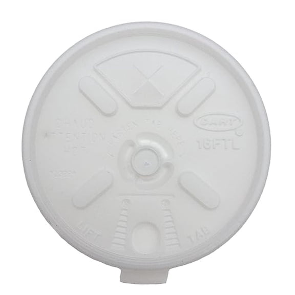 16FTLS Translucent Lift N' Lock Straw Slotted Lid, for 16 oz. Hot or Cold Cups (Case of 1000)