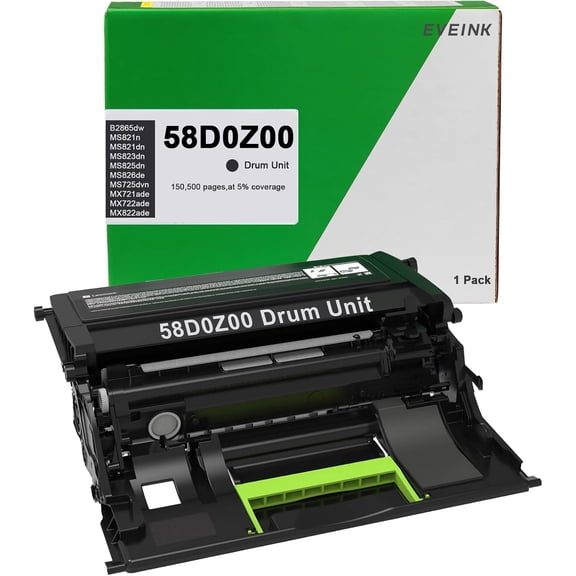 58D0Z00 Black Imaging Unit Replacement for Lexmark 58D0Z00 Imaging Unit Compatible for B2865dw MS821dn MS821n MS823dn MS825dn MS826de MS725dvn MX721ade MX722ade MX822ade MX826ade Printer