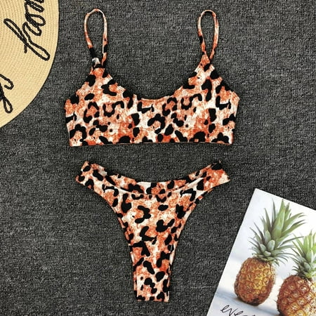 FAROOT Sexy Leopard Print Bikinis Women Split Bathing Suit Low Waist ...