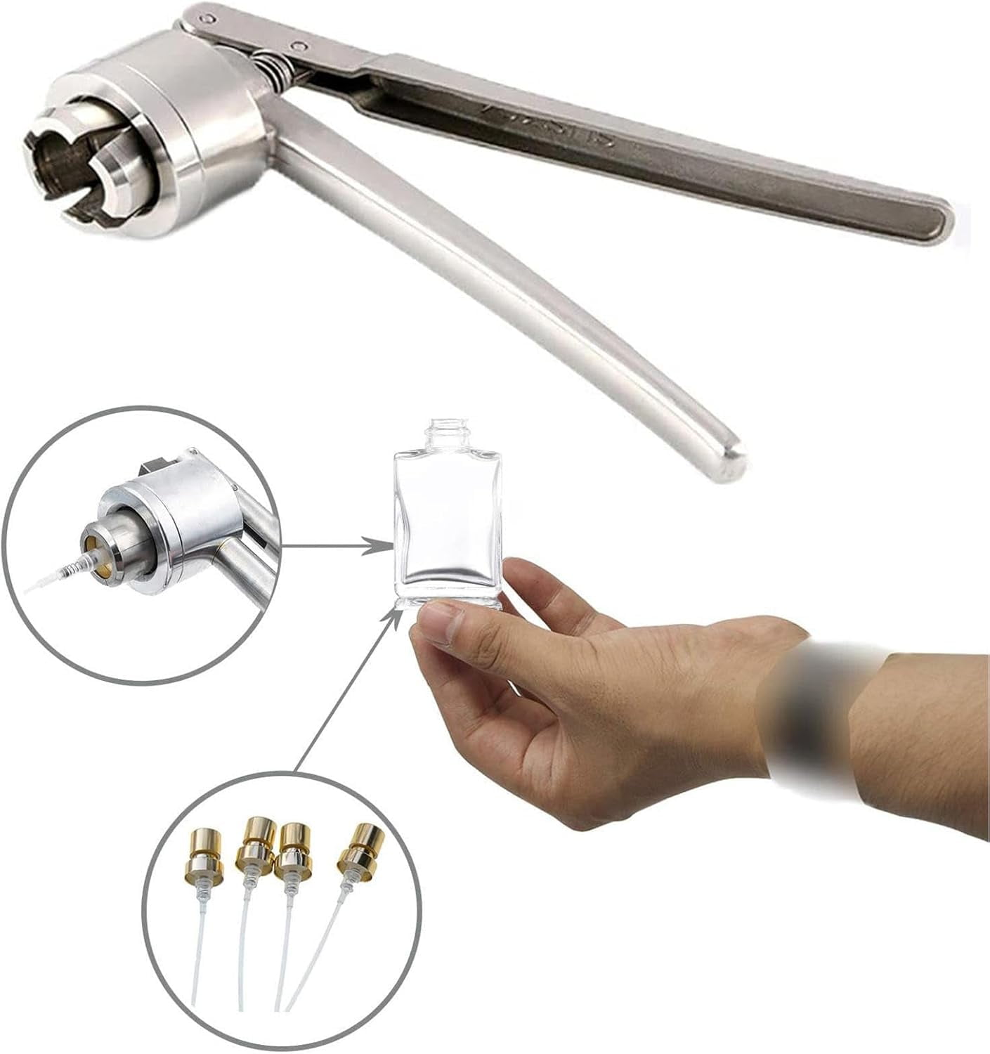 Manual Perfume Crimper, 13mm/15mm/18mm/20mm Perfume Spray Bottle Sealing Machine Cap Capper Bottle Cap Crimping Capping Tools,18mm