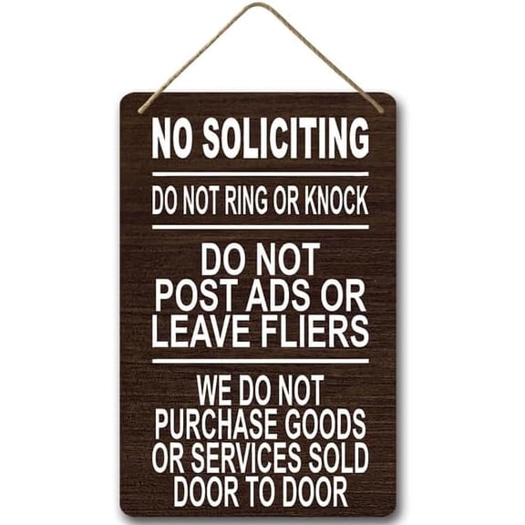 Zomyto 8x12IN No Soliciting Front Door Sign,Rustic Wood Farmhouse Porch Decor for Home Wall Decor,Funny Hanging Wooden Plaque Decoration A03
