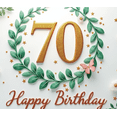thumbnail image 4 of Elegant Design Happy Birthday Banner Decorative Green Leaves Gold Number 70 for Milestone Celebration Indoor Party Event, 4 of 8