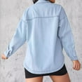 thumbnail image 7 of Viikei Women's Denim Jacket for Trendy Fashion,Women's Round Neck Fashion Casual Long Sleeve Solid Color Button Pockets Blouse Light Blue XXL, 7 of 7
