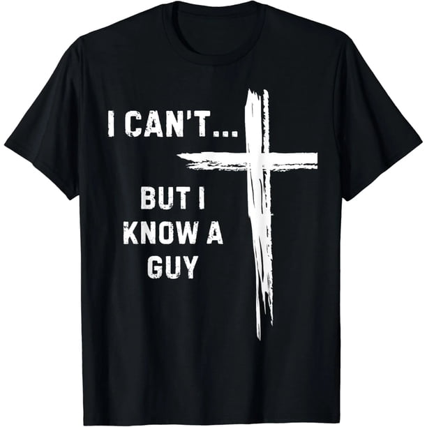 Camiseta Cristiana de Mujer "Yo No Puedo, Pero Conozco a un Amigo" - Divertida, Negro, Cuello Redondo, Manga Corta