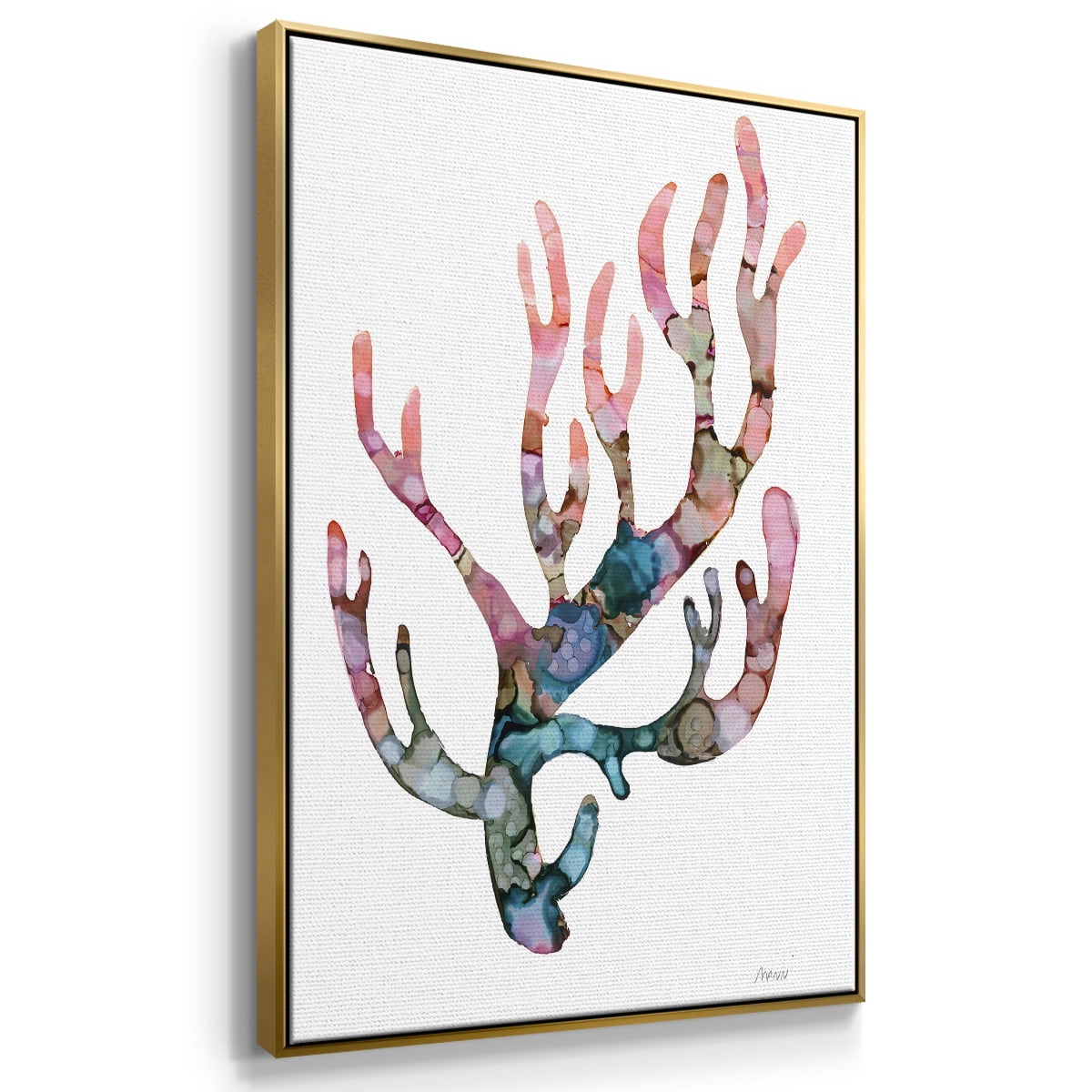 Sea Coral II Framed Premium Gallery Wrapped Canvas - Ready to Hang - 27 x 41 - Gold Floating Frame