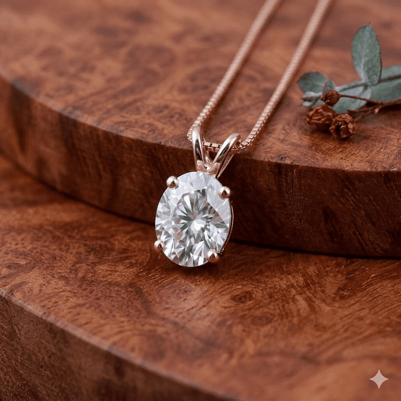 2 CT Oval Cut Lab Created Diamond Women's Solitaire Gift Pendant 14K Rose Gold Plated Sterling Silver