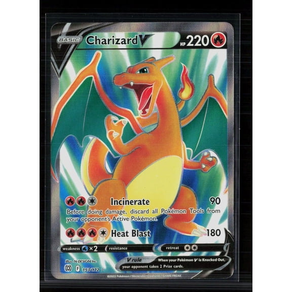 Collectible 2022 Brilliant Stars Charizard V Holo Rare #153/172 English Pokemon Card