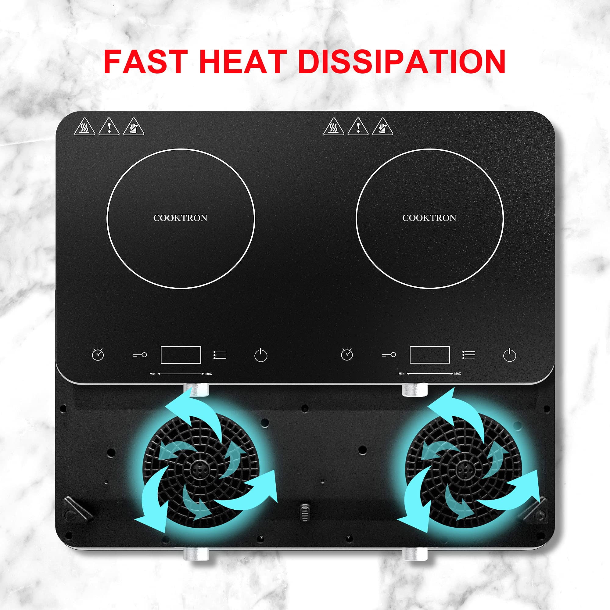 COOKTRON Portable Double Induction Cooktop Burner 1800W With Fast Warm-Up Mode hotsell